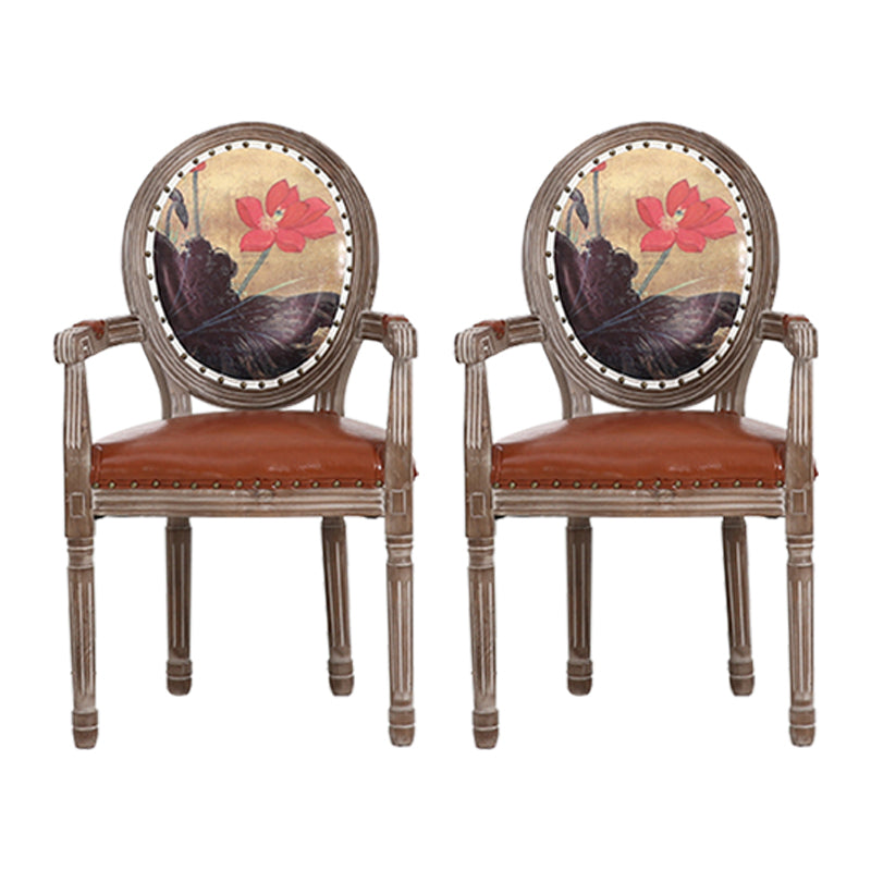 Farmhouse Dining Arm Chair King Louis Back Side Chair with Wood Legs for Home Use