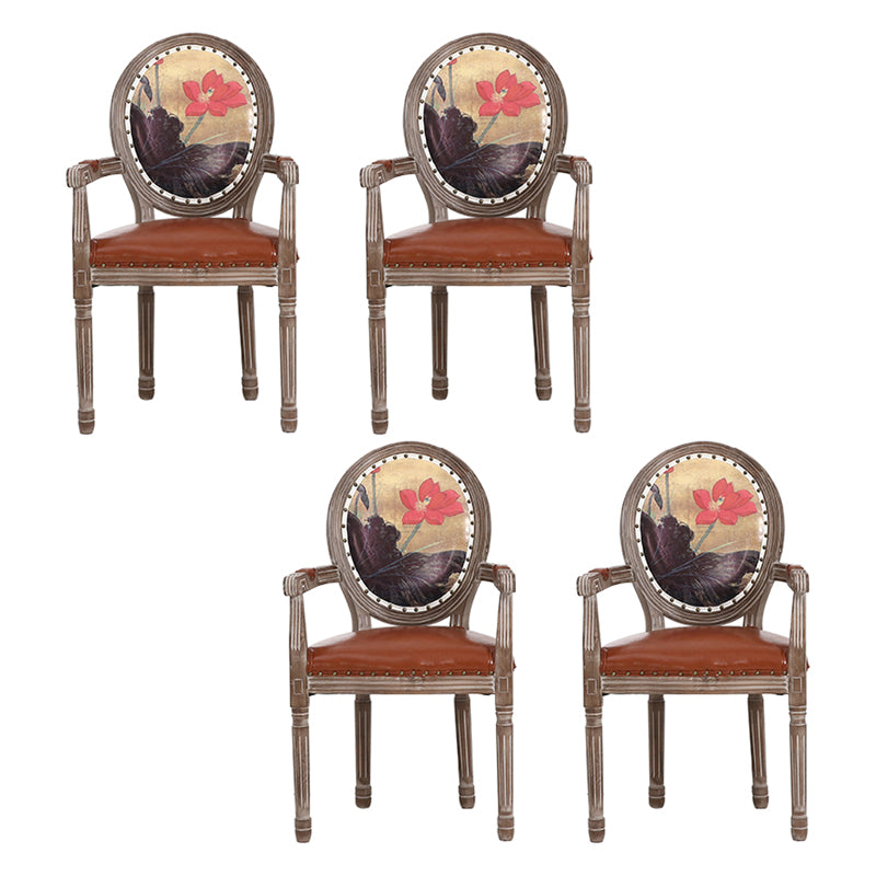Farmhouse Dining Arm Chair King Louis Back Side Chair with Wood Legs for Home Use