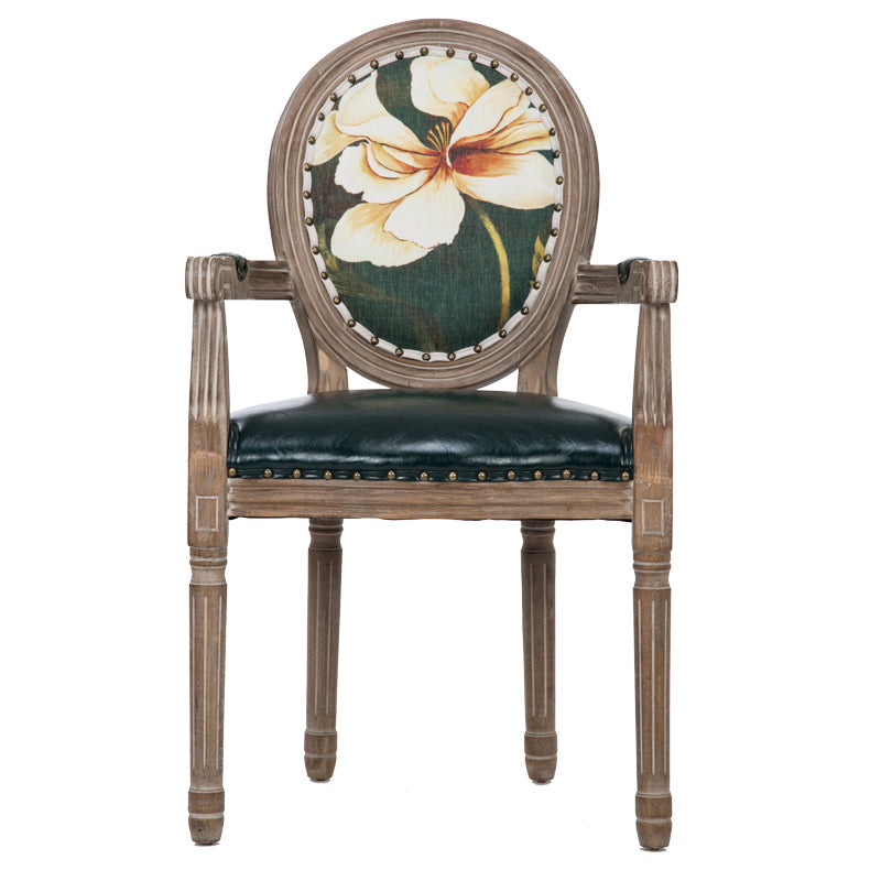 Farmhouse Dining Arm Chair King Louis Back Side Chair with Wood Legs for Home Use