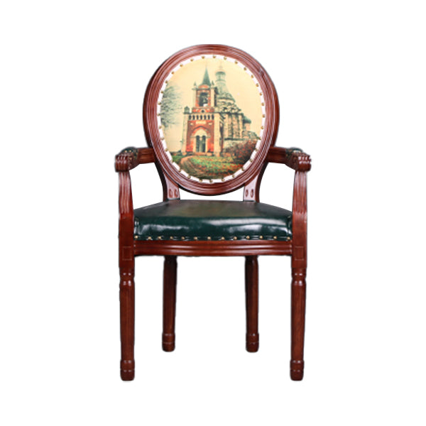 Farmhouse Dining Arm Chair King Louis Back Side Chair with Wood Legs for Home Use