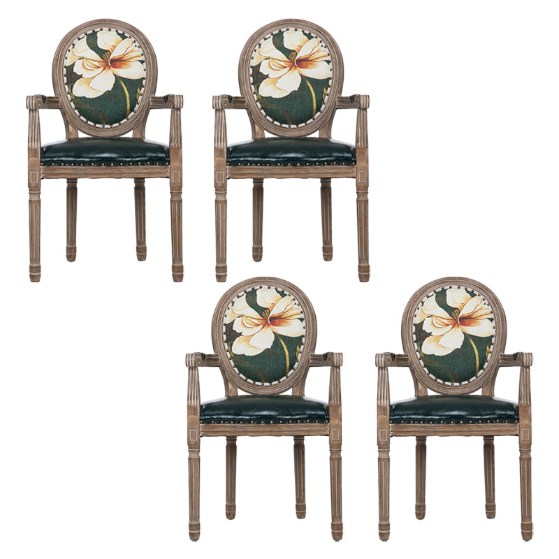 Farmhouse Dining Arm Chair King Louis Back Side Chair with Wood Legs for Home Use