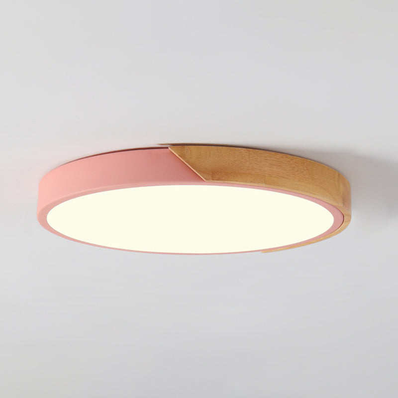 Plafonnier LED de style Macron avec cadre en métal et bois, plafonnier pour chambre d'enfant