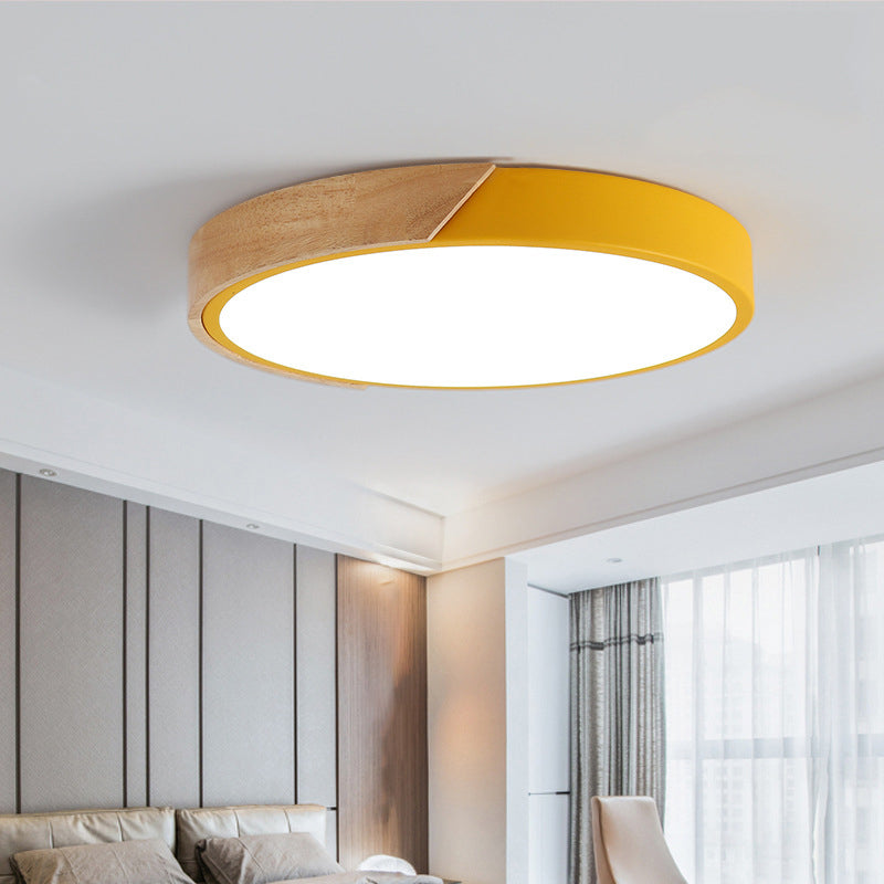 Plafonnier LED de style Macron avec cadre en métal et bois, plafonnier pour chambre d'enfant