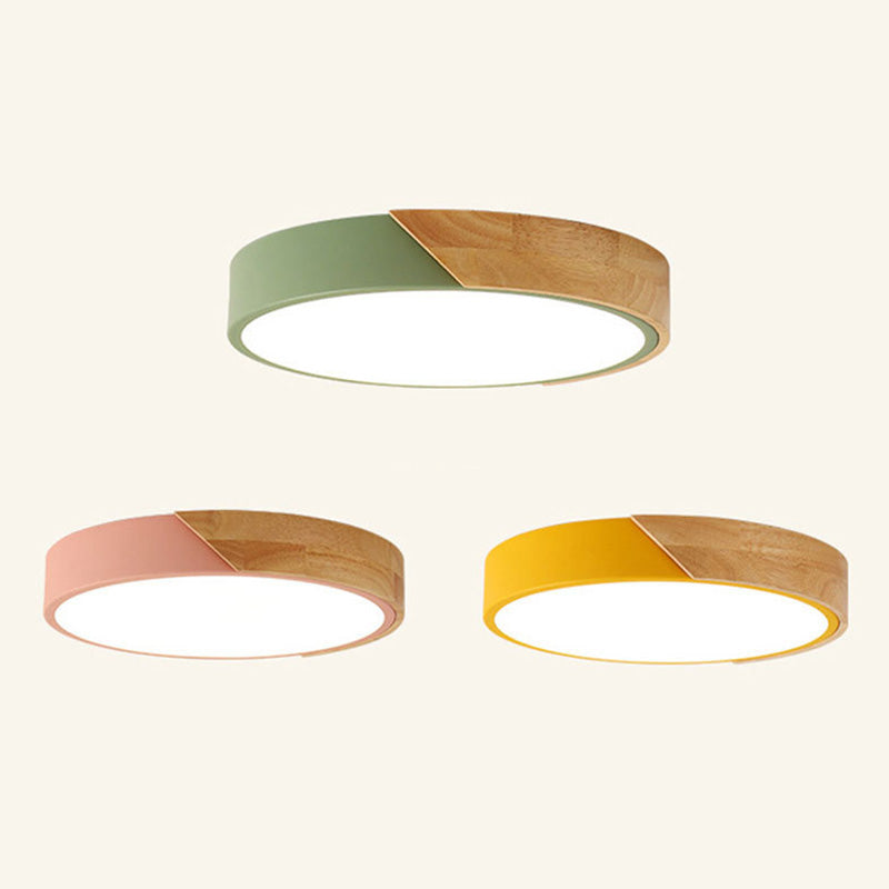 Plafonnier LED de style Macron avec cadre en métal et bois, plafonnier pour chambre d'enfant