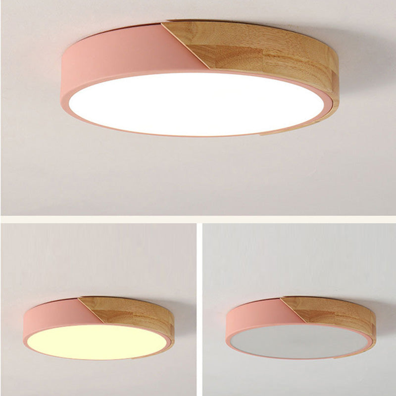 Plafonnier LED de style Macron avec cadre en métal et bois, plafonnier pour chambre d'enfant