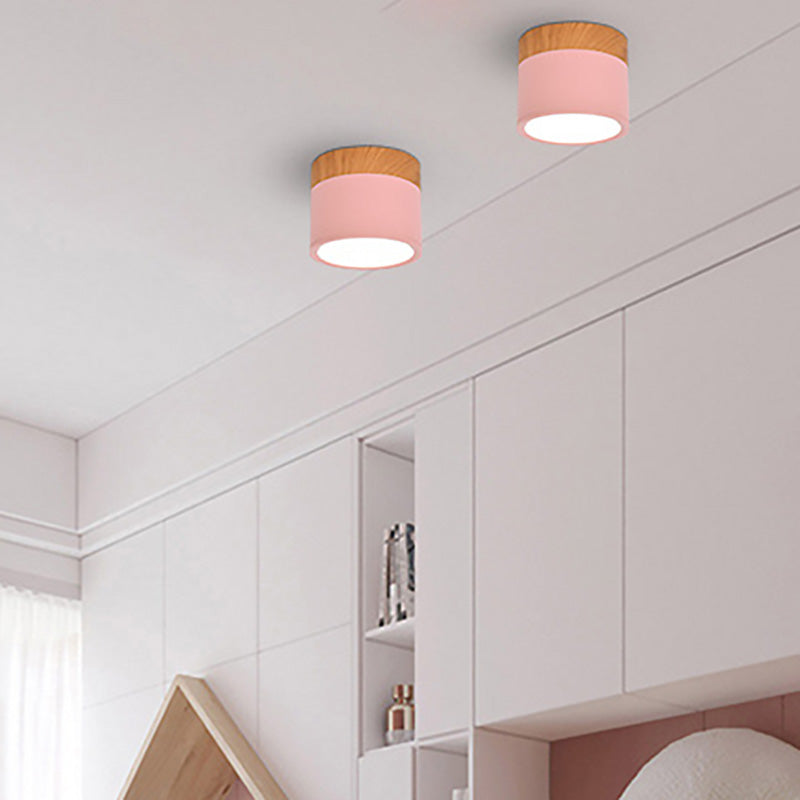 Child Bedroom Nordic Colorful Ceiling Mount Light Macron LED Overhead Lighting