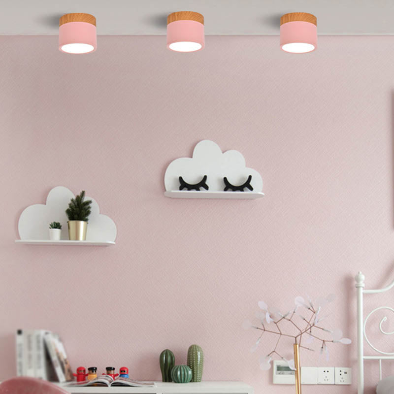 Child Bedroom Nordic Colorful Ceiling Mount Light Macron LED Overhead Lighting