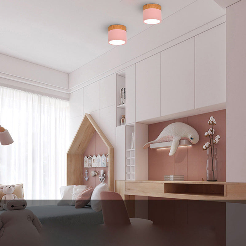 Child Bedroom Nordic Colorful Ceiling Mount Light Macron LED Overhead Lighting