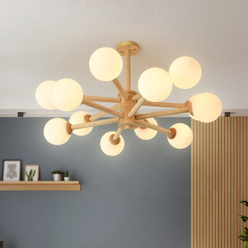 Light de lustre Globe Chandelier Light moderne la lampe de lustre en bronze beige moderne avec teinte en verre