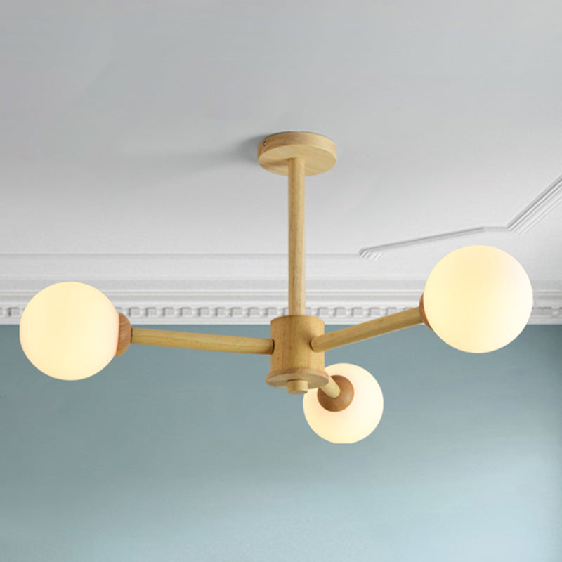 Light de lustre Globe Chandelier Light moderne la lampe de lustre en bronze beige moderne avec teinte en verre