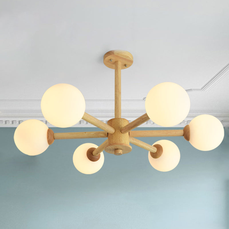 Light de lustre Globe Chandelier Light moderne la lampe de lustre en bronze beige moderne avec teinte en verre