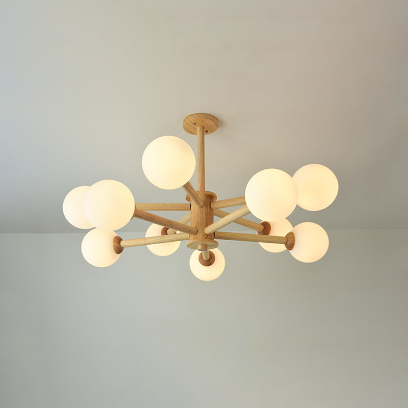 Light de lustre Globe Chandelier Light moderne la lampe de lustre en bronze beige moderne avec teinte en verre