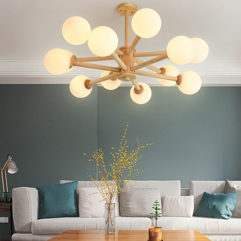 Light de lustre Globe Chandelier Light moderne la lampe de lustre en bronze beige moderne avec teinte en verre