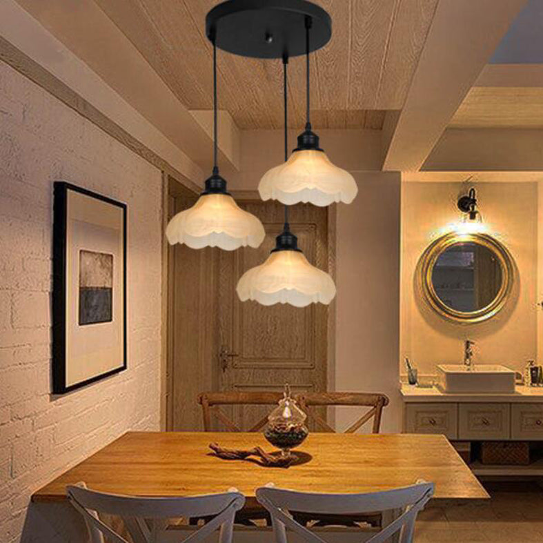 White Glass Hanging Lamps with Glossy Shade Industrial Suspension Pendant