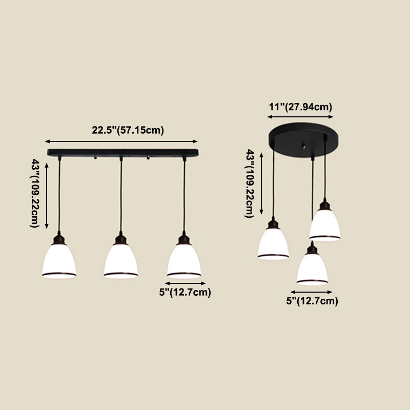 White Glass Hanging Lamps with Glossy Shade Industrial Suspension Pendant