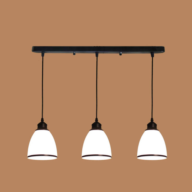 White Glass Hanging Lamps with Glossy Shade Industrial Suspension Pendant