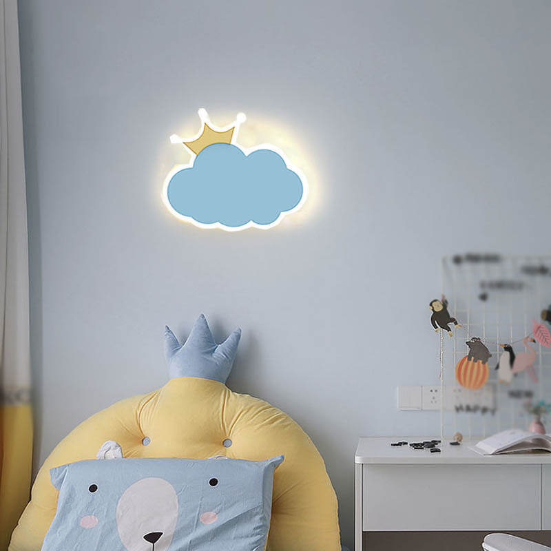 Colorful Iron Wall Sconce Cloud Shape LED Wall Mounted Light Fixture for Child Room