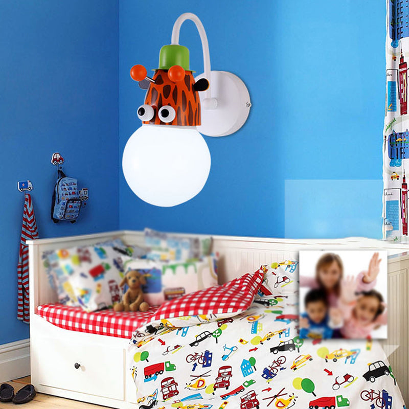 Lámpara de pared de bombilla de plumas de plancha de hierro animal para espacio para niños