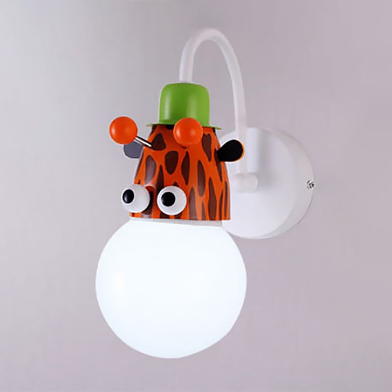 Lámpara de pared de bombilla de plumas de plancha de hierro animal para espacio para niños