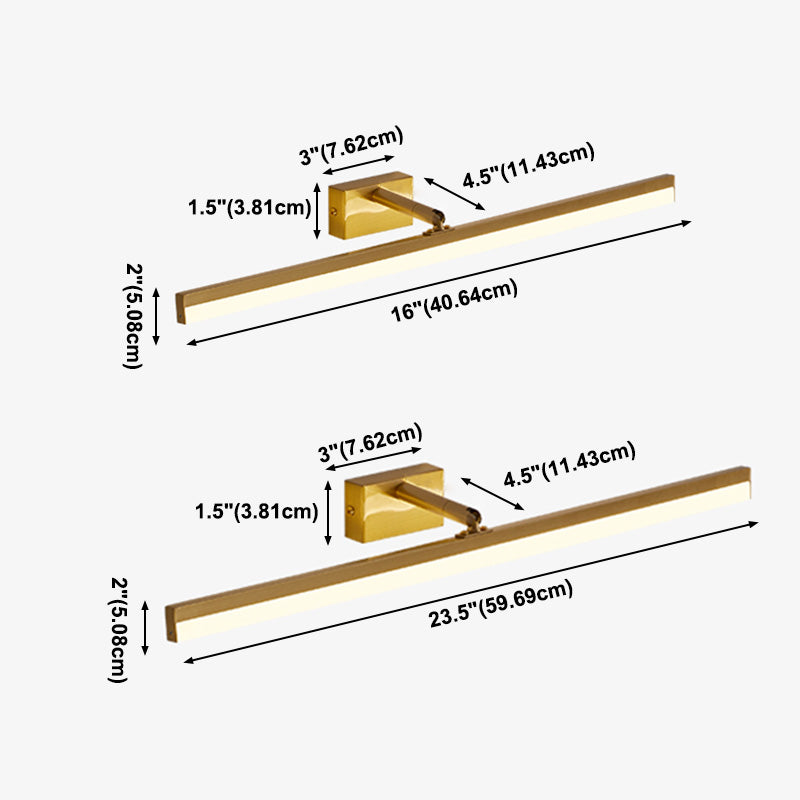 Brass LED Lamp Wall Mounted Vanity Lights for Bathroom Powder Room Washroom