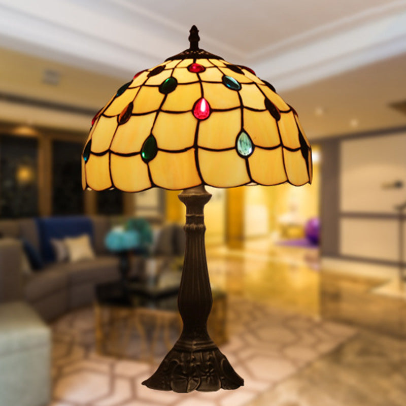 Schüssel Nachttisch Lampe Single-Bulb Buntglas Tiffany Tisch leichte Ideen für das Restaurant