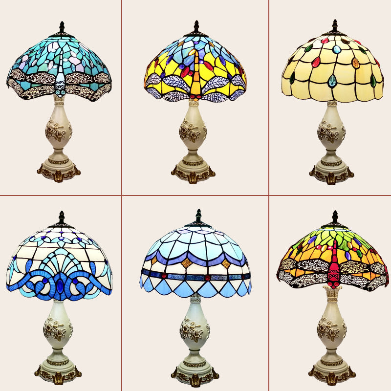 Schüssel Nachttisch Lampe Single-Bulb Buntglas Tiffany Tisch leichte Ideen für das Restaurant
