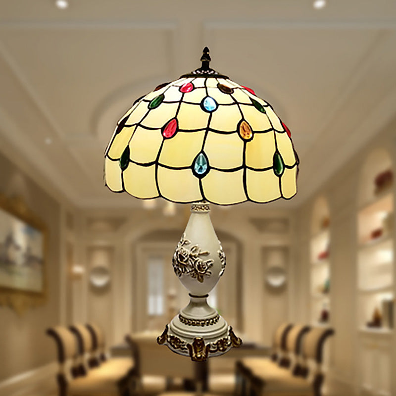 Schüssel Nachttisch Lampe Single-Bulb Buntglas Tiffany Tisch leichte Ideen für das Restaurant