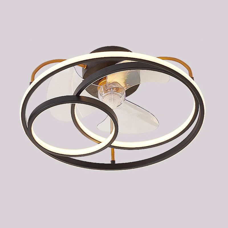 Minimalistische kreisförmige Deckenventilator Leuchte Acryl Schlafzimmer LED LED LEMI BUSH MOUNT LAUT