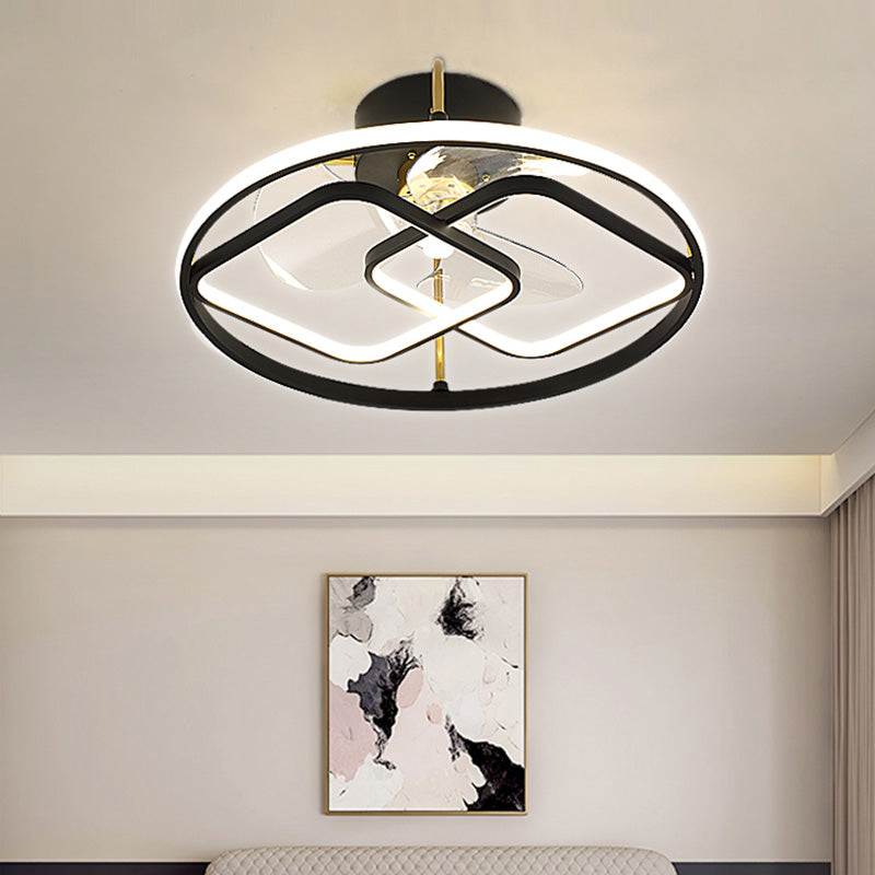 Minimalistische kreisförmige Deckenventilator Leuchte Acryl Schlafzimmer LED LED LEMI BUSH MOUNT LAUT