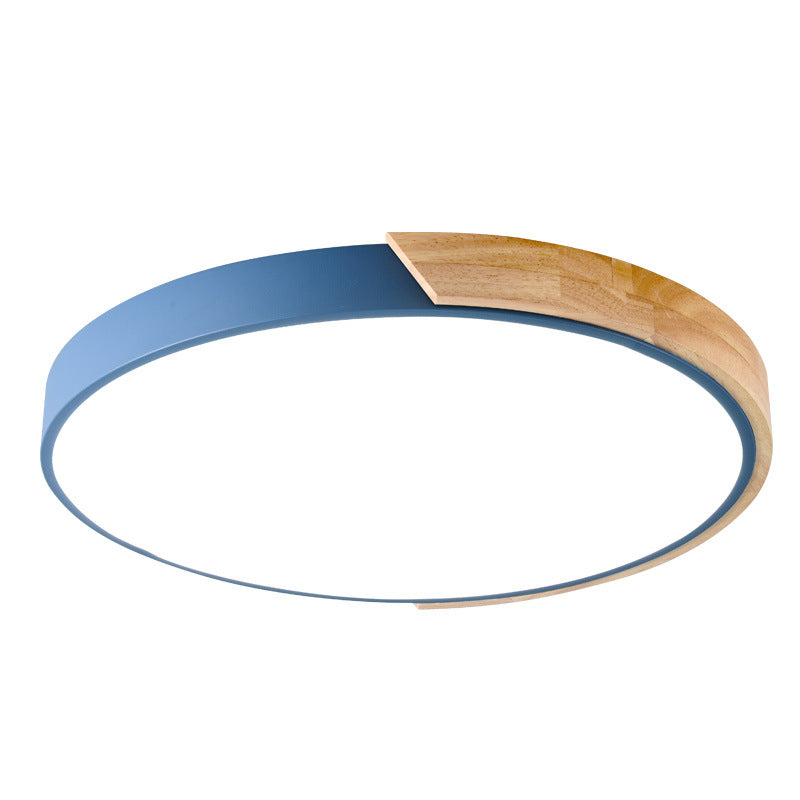 Plafondmontagelamp voor meisjesjongenskamer Macron-stijl Inbouwlamp van metaal en houten frame