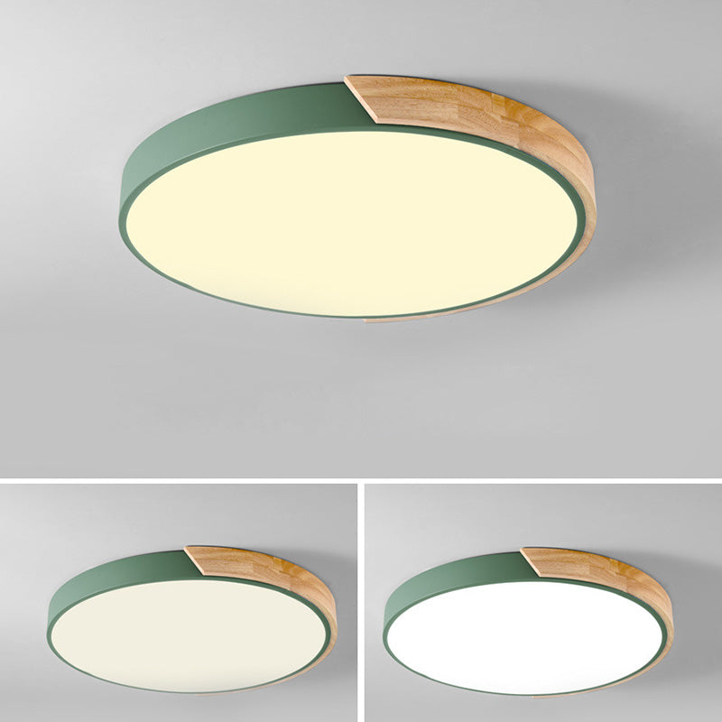 Plafondmontagelamp voor meisjesjongenskamer Macron-stijl Inbouwlamp van metaal en houten frame