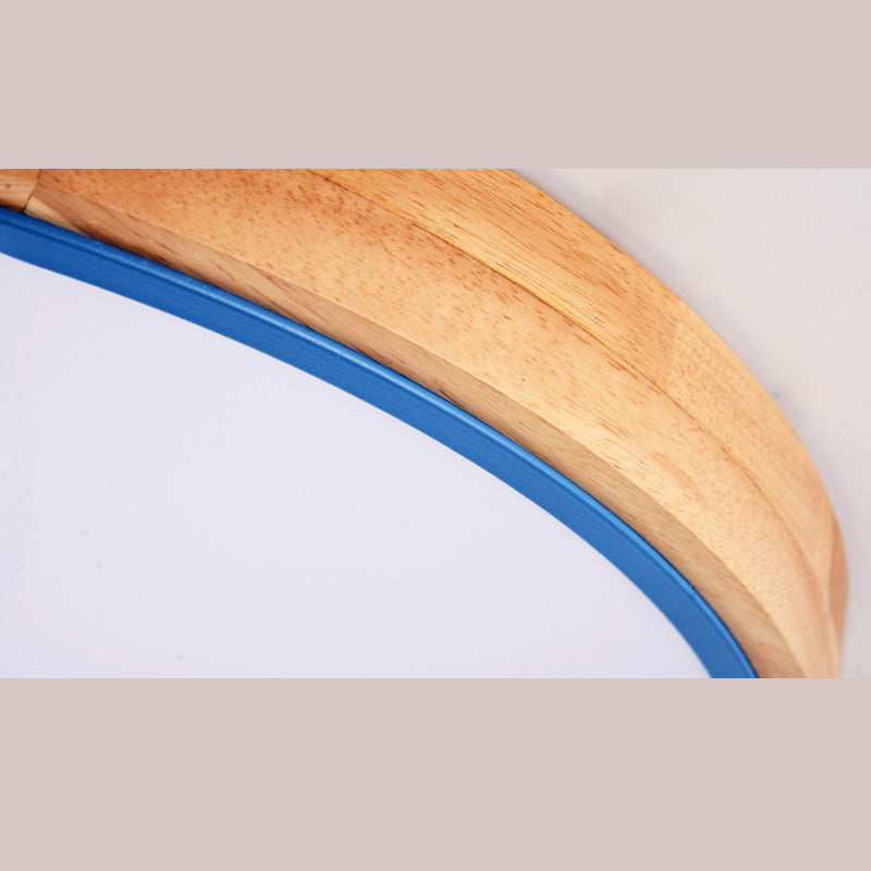 Plafondmontagelamp voor meisjesjongenskamer Macron-stijl Inbouwlamp van metaal en houten frame