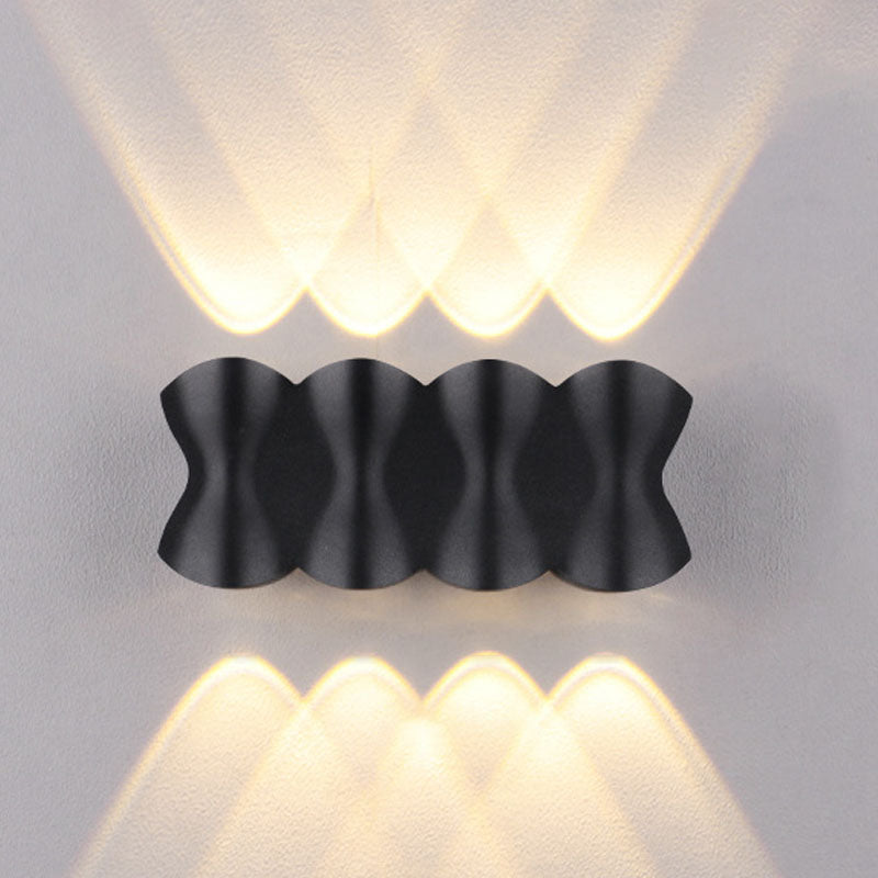Zwarte geometrische LED -wandlamp in moderne beknopte aluminium outdoor waterdichte wandwandeling