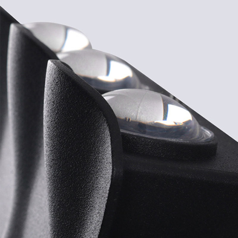 Zwarte geometrische LED -wandlamp in moderne beknopte aluminium outdoor waterdichte wandwandeling