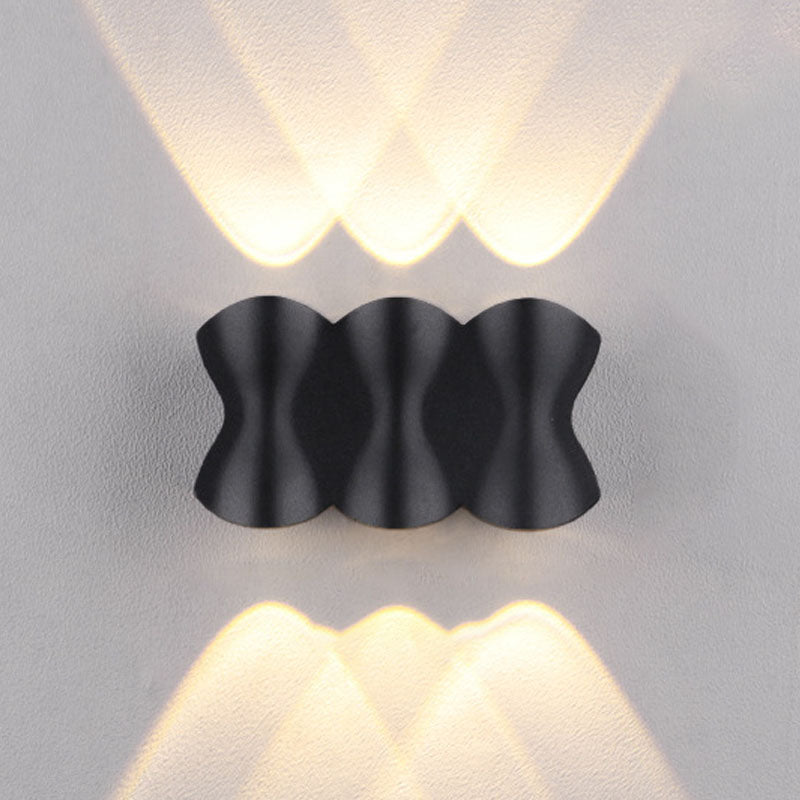 Zwarte geometrische LED -wandlamp in moderne beknopte aluminium outdoor waterdichte wandwandeling
