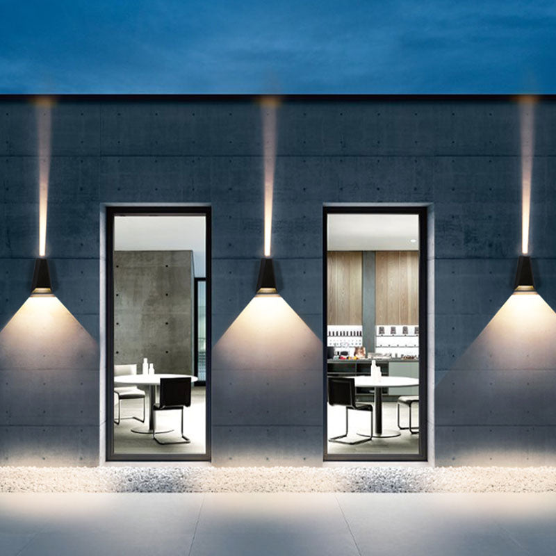 Lámpara de montaje de pared de aluminio moderna de 2 luces apliques de pared al aire libre para jardín