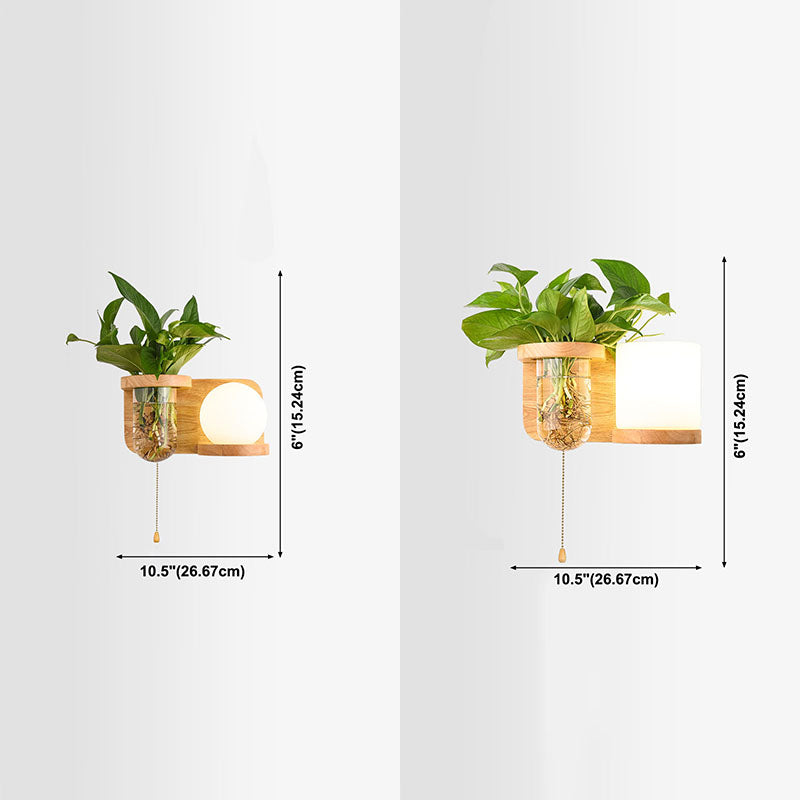 Nordische moderne Wandmontage helles Holz 1-Licht-Wandlampen für Schlafzimmer, Schiffe ohne Pflanzen