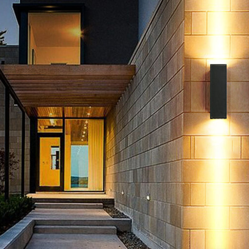 Modern Black Aluminum Wall Light Fixture 2-Light Outdoor Wall Sconce Light