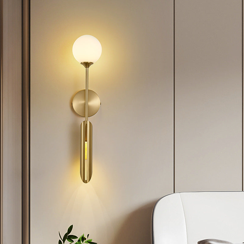 Contemporary Glass Wall Sconce Armed 2-Light Wall Mounted Light for Bedroom