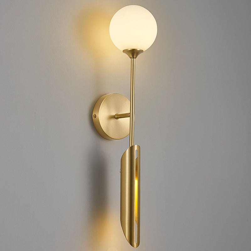 Contemporary Glass Wall Sconce Armed 2-Light Wall Mounted Light for Bedroom