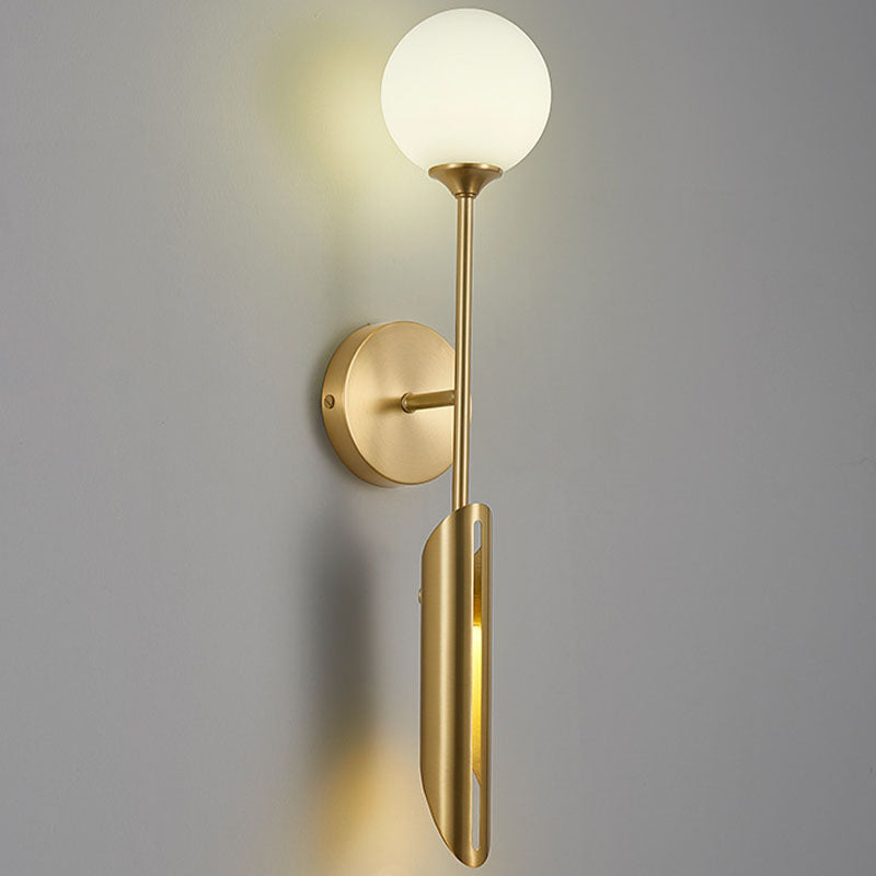 Contemporary Glass Wall Sconce Armed 2-Light Wall Mounted Light for Bedroom