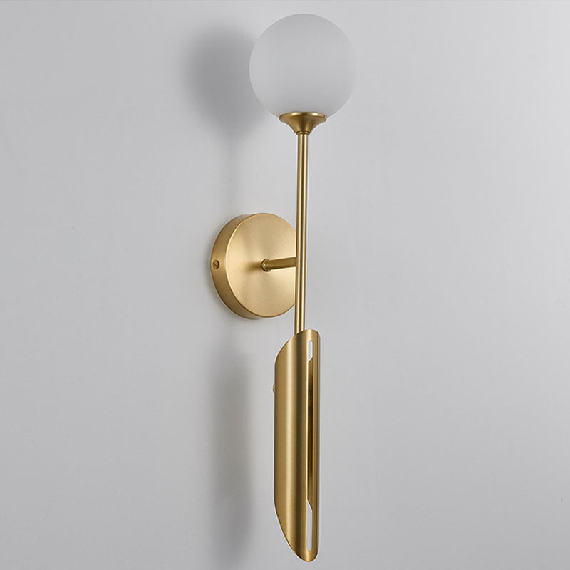 Contemporary Glass Wall Sconce Armed 2-Light Wall Mounted Light for Bedroom