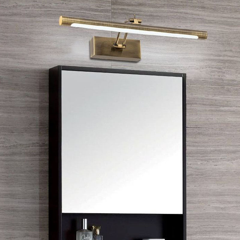 1-Light Linear Shade Wall Sconce Modern Style Metal Mirror Wall Lighting