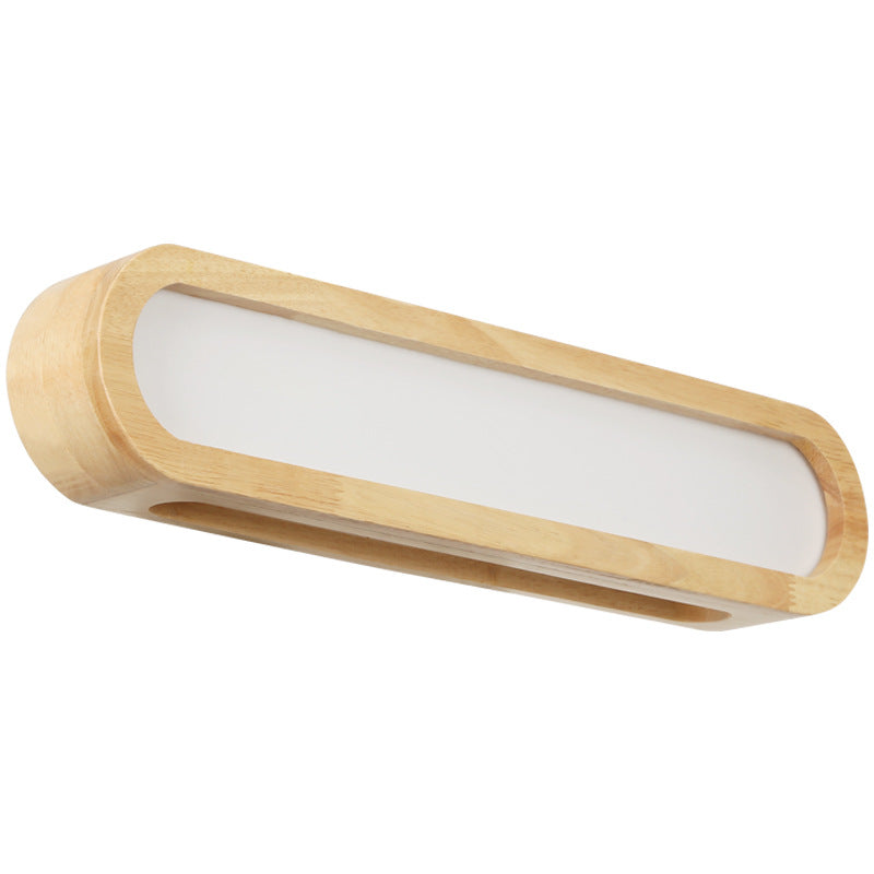 Wood 1-Light Linear Shade Wall Sconce Modern Simple Style Mirror Wall Lighting in Brown