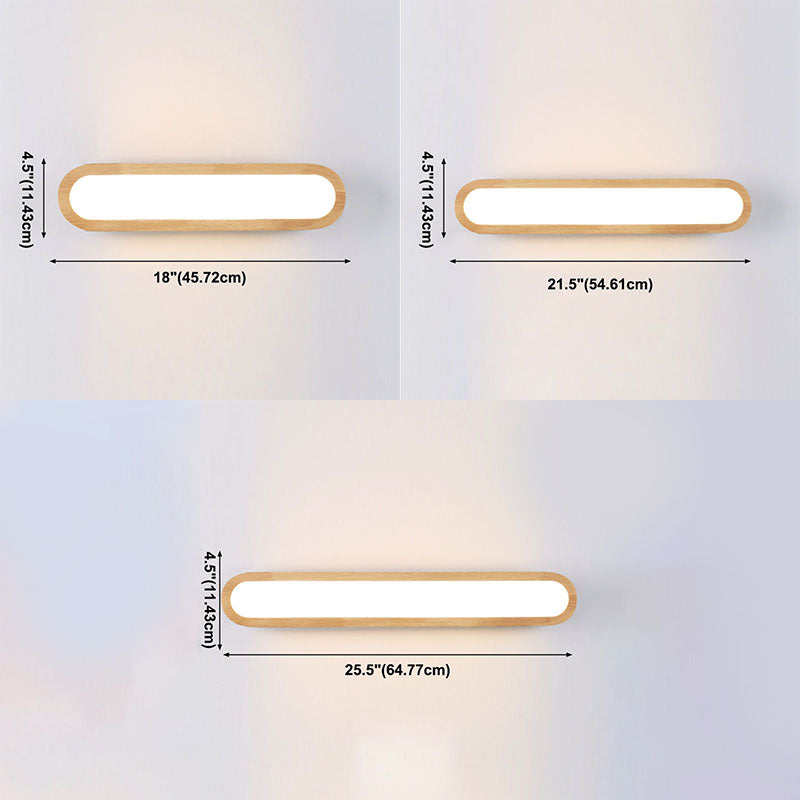 Wood 1-Light Linear Shade Wall Sconce Modern Simple Style Mirror Wall Lighting in Brown