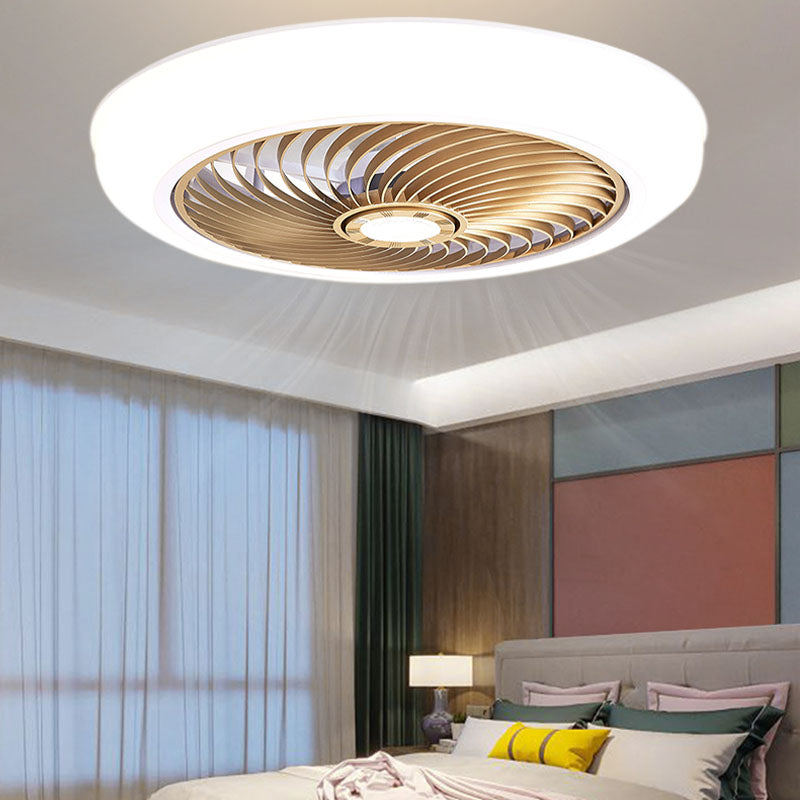 Moderne prägnante LED -Deckenlüfter leichte schmiedeeisere kreisförmige Decke mit Acrylschatten