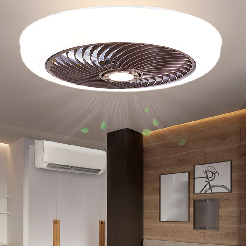 Moderne prägnante LED -Deckenlüfter leichte schmiedeeisere kreisförmige Decke mit Acrylschatten