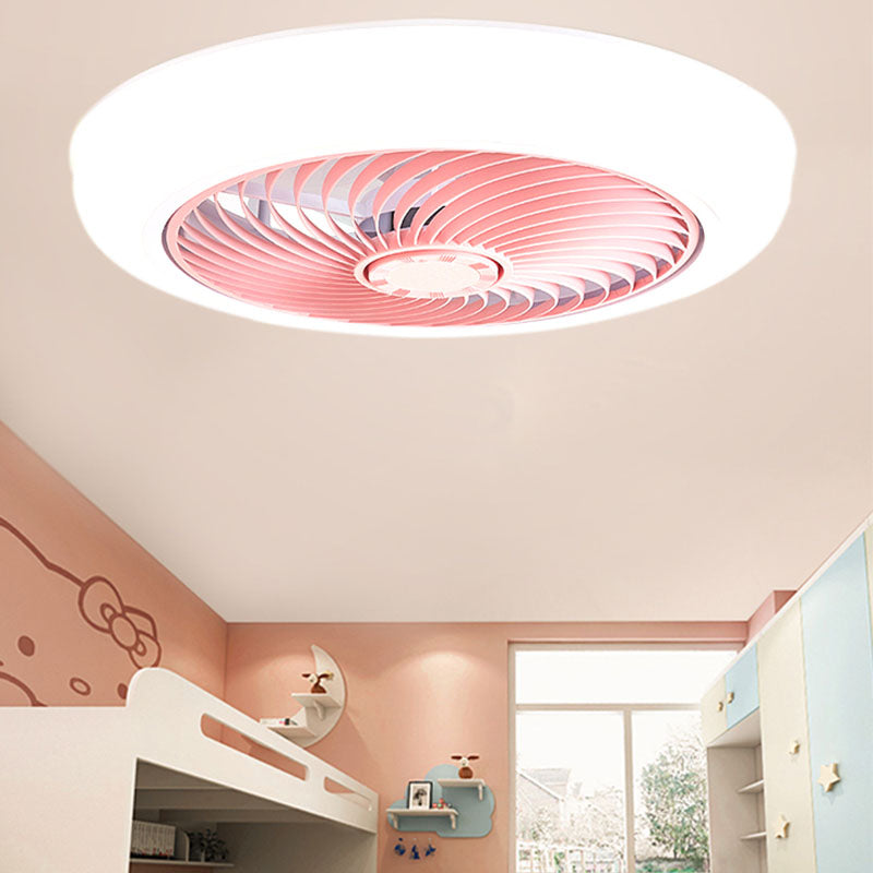 Moderne prägnante LED -Deckenlüfter leichte schmiedeeisere kreisförmige Decke mit Acrylschatten