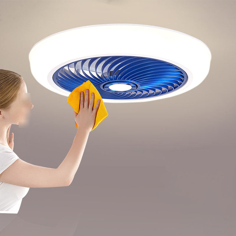 Moderne prägnante LED -Deckenlüfter leichte schmiedeeisere kreisförmige Decke mit Acrylschatten