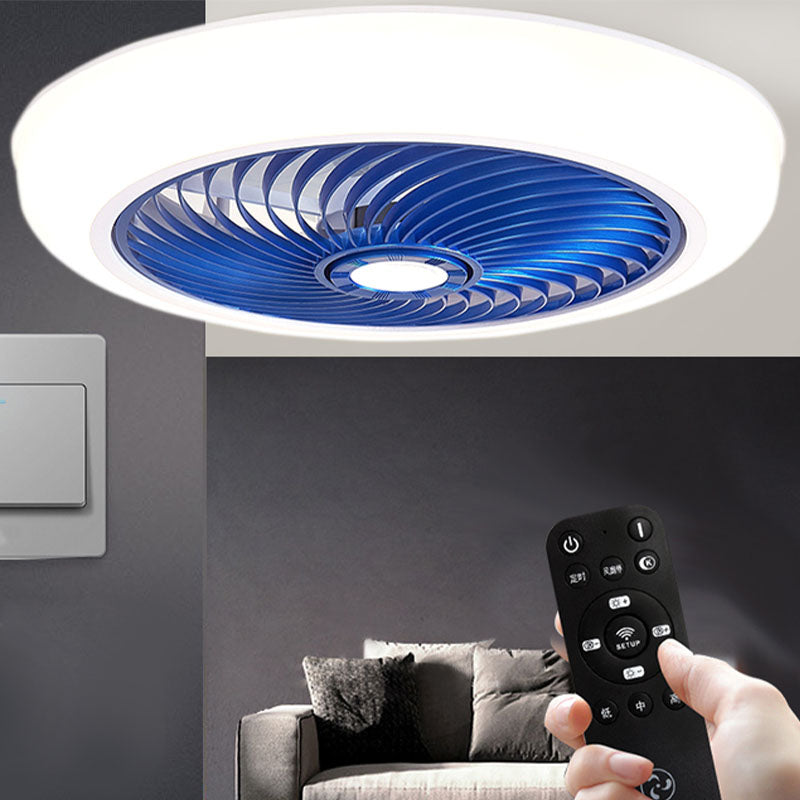 Moderne prägnante LED -Deckenlüfter leichte schmiedeeisere kreisförmige Decke mit Acrylschatten